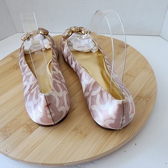 Coach Sonnet Ballet Flats Satin/Polyester Uppers Gold Hardware Rare Vintage Sz10 - Picture 6 of 16